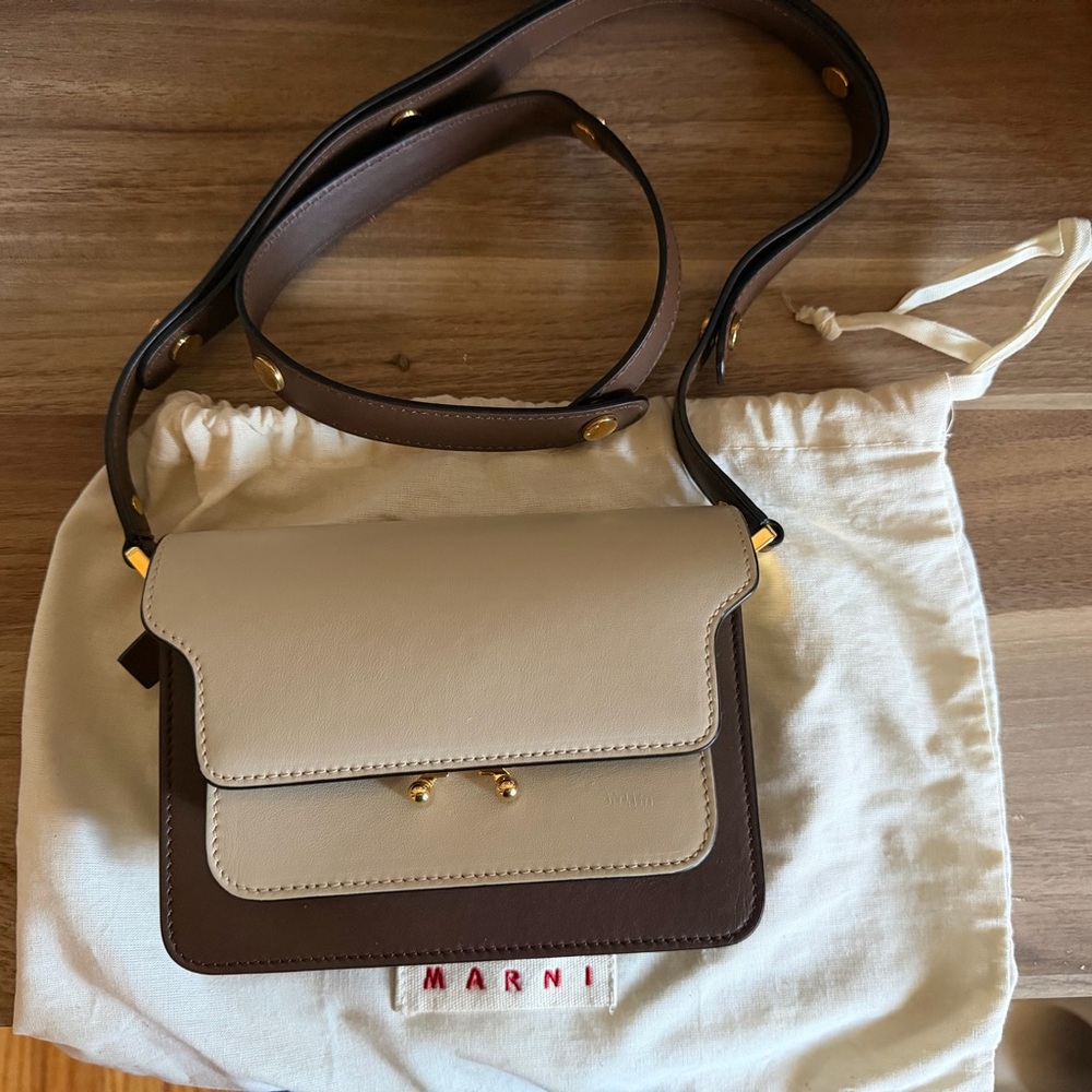 Marni Trunk Mini Bag in Two tones Cream and Brown